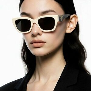 Prada Elegant Cream and Black Sunglasses